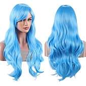 economico Parrucche storiche-parrucche 28 pollici 70cm lunghi capelli ricci ondulati parrucca cosplay resistente al calore con cuffia per parrucca parrucche di carnevale