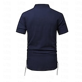 abordables Informal de negocios-Hombre Camisa camisa de lino Camisa de lino de algodón Camisa de algodón blanca Camisa de cuello chino Camisa de cuello mandarín Plano Vacaciones Calle Negro Blanco Azul Marino Caqui Manga Corta
