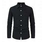 economico Casual da lavoro-Per uomo Camicia Camicia di lino Camicia Estiva Camicia da Spiaggia Semplice Vacanza Camicia hawaiana Nero Rosa Blu marino Viola Manica Lunga Bavero Primavera &amp; Autunno Abbigliamento Bottonato