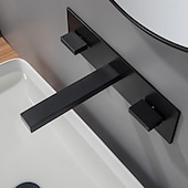 cheap Bathroom Sink Faucets-Bathroom Sink Faucet - Wall Mount / Widespread Electroplated Mount Inside Two Handles Three HolesBath Taps