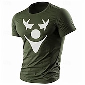 Недорогие Мужские футболки с 3D принтами-Муж. Смешной Футболка Полиэстер С короткими рукавами Графика Рубашка Армейский зеленый / Оливковый Армейский зеленый + черный Черный 1 Удобная футболка Для спорта и активного отдыха Праздники