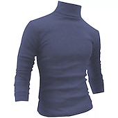 billiga grundläggande t-shirts-Herr Långärmad tröja Långärmad Polokrage Vår &amp; Höst Semester Helgen Vin Mörkgrå Svart Topp t-shirt för män