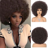 economico Parrucche da festa-parrucche afro rosse per donne nere parrucca senza colla da indossare e andare da 10 pollici parrucche afro ricce parrucche sintetiche color borgogna per feste quotidiane costume cosplay uso