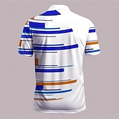 billige Geometrisk polo for menn-Herre Geometrisk Golf skjorte Kortermet Poloskjorter Skjorter med krage Fritid Ferieklær Formell klær Festivalklær Knapper 3D-utskrift Sommer Kongeblå Blå Lilla