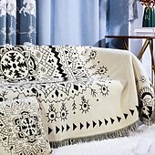 preiswerte Sofadecken &amp; Überwürfe-Boho-Mandala-Fadendecke, ländliche Geometrie, Sofa-Hängeteppich, gestrickte Sofadecke aus Baumwolle