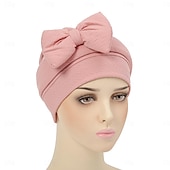 baratos Capacete de Casamento-Chapéu Peça para Cabeça Combinação Poliéster / Algodão Chapéu mole turbantes Casual Igreja Com Laço Cor Pura Capacete Chapéu