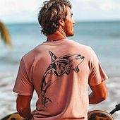 abordables Translation-Homme Graphic Animal Requin T shirt Manche Courte T-shirt 3D effet Col Ras du Cou Chemise du quotidien Hawaïen Style complexe Sport extérieur Vacances Sortie Blanche Vert Claire Rose Claire Printemps