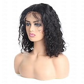 economico Parrucche lace front capelli veri-parrucca a caschetto con onda riccia parrucche frontali in pizzo a caschetto parrucche a caschetto corto di capelli umani