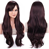economico Parrucche storiche-parrucche 28 pollici 70cm lunghi capelli ricci ondulati parrucca cosplay resistente al calore con cuffia per parrucca parrucche di carnevale