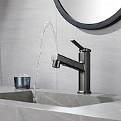 economico Rubinetti per lavandino bagno-Lavandino rubinetto del bagno - Doccetta estraibile Galvanizzato Installazione centrale Una manopola Un foroBath Taps