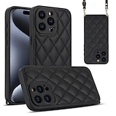 Недорогие Чехлы для iPhone-телефон Кейс для Назначение iPhone 15 Pro Max iPhone 14 13 12 11 Pro Max X XR XS 8 7 Plus Кейс на заднюю панель с ремешком с ремешком на запястье Защита от удара Геометрический рисунок ТПУ Кожа PU