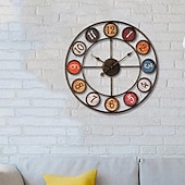 abordables décoration murale en métal-grande horloge murale à piles analogique silencieuse sans tic-tac horloge décorative ronde pour cuisine bureau restaurant café bar décor 60 cm