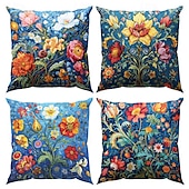 ieftine stil floral și plante-flori de epocă 1 bucată huse de pernă cu dimensiuni multiple perne decorative de coastă în aer liber huse de perne moi pentru canapea canapea pat decor acasă