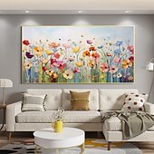 cheap Floral/Botanical Paintings-Handmade Original Flower scenery Oil Painting On Canvas Wall originate Art Painting for Home Decor With Stretched Frame/Without Inner Frame Painting
