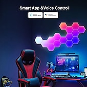 Недорогие Умный ночной свет-Светодиодные умные светильники умные шестиугольные светильники DIY шестиугольный игровой светодиодный свет с удаленным управлением приложением музыкальная синхронизация RGBIC световые панели для