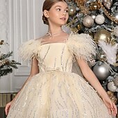 levne Párty šaty-Děti Dívčí Šaty na párty Pevná barva Bez rukávů Výkon Svatební Síťka Princeznovské Sladký Síťka Do půli lýtek Plášťové šaty Tylové šaty Květinové dívčí šaty Léto Jaro Podzim 2-12 let Šampaňská
