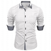 economico Camicie Button Down da uomo-Per uomo Camicie Camicia abbottonata Camicia non stirabile Maglietta informale Nero Bianco Rosa Borgogna Blu Manica lunga Color Block Tinta unita / tinta unita Collo ripiegabile Matrimonio Da mare