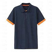 olcso Férfi klasszikus póló-Férfi POLO trikó Golfing Hétköznapi Sport Hajtóka Rövid ujjú Divat Alap Tömör szín Klasszikus stílus Nyár Normál Sötétkék + fehér Fekete + sötétkék Szürke+Navy Blue Narancs+Navy Yellow Burgundy+Navy