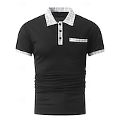 olcso Férfi klasszikus póló-Férfi POLO trikó Button Up Polos Hétköznapi Sport Hajtóka Rövid ujjú Divat Alap Színes Tyúklábminta Kollázs Zseb Nyár Normál Fekete Fehér Tengerészkék Medence Khakizöld POLO trikó