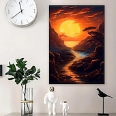 cheap Down to $30-Landscape Wall Art Canvas Sunset Prints and Posters Pictures Decorative Fabric Painting For Living Room Pictures No Frame