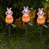 tanie Światełka Wielkanocne-wielkanocna słoneczna lampa ogrodowa królik żaba zwierzęca lampa słoneczna z żywicy na zewnątrz wodoodporny wystrój drewniany stos lampa wakacje dziedziniec chodnik trawnik dekoracja zewnętrzna 1 szt.