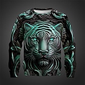 economico Felpe 3D da uomo-Per uomo Tigre Felpe Felpa Manica lunga Felpa Girocollo Di tendenza Informale Stile di strada Stampa 3D Per uscire Abbigliamento di strada Stampa 3D Primavera &amp; Autunno