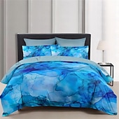 preiswerte Bettbezug-Sets-Bettbezug-Set mit blauem Farbverlauf und Muster, Bettdecken-Set, weiches 3-teiliges Luxus-Baumwoll-Bettwäsche-Set, Heimdekoration, Geschenk, King-Size-Bett, Queen-Size-Bett, dreiteiliges Set