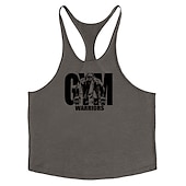 economico Magliette da sport e palestra-Per uomo Grafico Lettera Canotta Maglietta smanicata Canottiera Canotte con retro a vogatore Senza Maniche maglietta Collo a U Camicia Moda Muscolo Allenamento Quotidiano Vacanza Palestra Nero Bianco