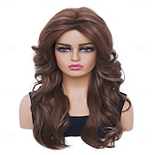 economico Parrucche storiche-Parrucche vintage Rugelyss parrucca mista marrone per donne parrucche sintetiche a strati complete per cosplay costume parrucche disco degli anni &#039;60 &#039;70 &#039;80 di Halloween