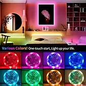رخيصةأون أضواء شريط USB-شريط إضاءة LED RGB 5 فولت USB 5050 شريط LED ثنائي شريط إضاءة LED للتحكم بالبلوتوث لغرفة الحائط 10 متر سلسلة ضوء LED ديكور غرفة الألعاب IP20