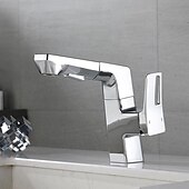 cheap Bathroom Sink Faucets-Bathroom Sink Faucet - Rotatable / Pull out / Classic Electroplated Centerset Single Handle One HoleBath Taps