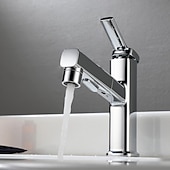 economico Rubinetti per lavandino bagno-Lavandino rubinetto del bagno - Doccetta estraibile Galvanizzato Installazione centrale Una manopola Un foroBath Taps