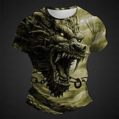 ieftine Tricouri cu imprimeu animal-Bărbați Grafic Animal Balaur Tricou Manșon scurt Tricou Tipărire 3D Stil Nautic Cămașă Zilnic Designer Casual Sport exterior Concediu Ieșire Verde Deschis Albastru piscină Roșu Primavara vara