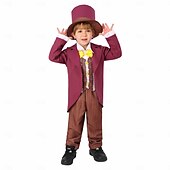 cheap Boys&#039; Costumes-Willy Wonka Cosplay Costume Cosplay Movie Cosplay for Boys Kid&#039;s Masquerade