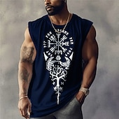 abordables crâne et os-Homme Graphique Guerrier viking Tribal Débardeur T-shirt sans manches pour hommes Manches Courtes T-shirt Impression 3D Col ras du cou Chemise Designer Ethnique Muscle Quotidien Salle de sport Sports