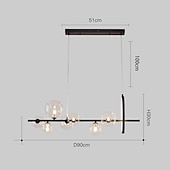 economico Luci Isola cucina-lampada a sospensione moderna a led isola della cucina lampada a sospensione a led 90/120cm base g9 con lampada a sospensione a sfera in vetro trasparente lampada a sospensione nordica luce