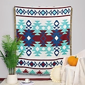 preiswerte Sofadecken &amp; Überwürfe-Boho-Mandala-Fadendecke, ländliche Geometrie, Sofa-Hängeteppich, gestrickte Sofadecke aus Baumwolle