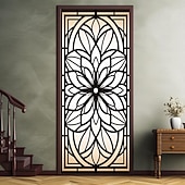 Недорогие Дверные чехлы-витражи цветочные дверные покрытия фреска декор дверной гобелен дверной занавес украшение фон дверной баннер съемный для входной двери в помещении и на открытом воздухе украшение для дома и комнаты