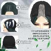 tanie Peruki imprezowe-Halloween Peruki Długa Zielona Peruka Cosplay 71 cm z Środkowym Przedziałkiem Syntetyczna Peruka Realistyczne Karnawałowe Prezenty Peruki na Przyjęcia dla Kobiet Codzienne Kolorowe Peruki Peruki na