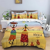 cheap Duvet Cover Sets-Three piece set of African primitive tribal character prints down duvet cover hotel bedroom guest room famous guest bed bedding comfortable set 1 down duvet cover 2 pillowcases king size bed s