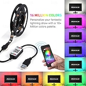 levne USB Strip Lights-voděodolný LED pásek světelný tv usb světlo 1/2/3/5 metrů s aplikací bluetooth bazénový světelný pásek 3k ovládání 5v řetězový led pásek smd5050 led páska