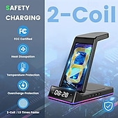 economico Caricabatterie wireless-caricabatterie wireless portatile multifunzionale da tavolo 5 in 1 pieghevole con ricarica rapida verticale