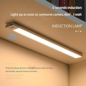 お買い得  キャビネットライト-超薄型 LED キャビネット ライト、ワイヤレス モーション センサー LED ライト バー、USB 充電式サイド マグネット式粘着式キッチン ナイト ライト、ワードローブ クローゼット キャビネット 食器棚 階段 廊下 棚用