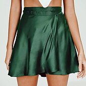 billiga Casual kjolar-dammardi gras kjol en linje mini hög midja kjolar rosett enfärgad vardagshelg sommar satin mode casual vin svart-vit svart rosa karnevalstema