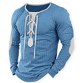 economico T-shirt in maglia a coste-Per uomo Maglietta Maglietta a Maglia a Coste Camicia a Maniche Lunghe Manica Lunga Colletto Primavera &amp; Autunno Blocco di colori Moda Designer Essenziale Patchwork Coulisse Vacanza Streetwear Uscire