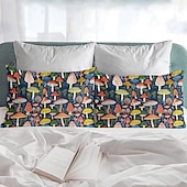 abordables Sábanas y funda de almohada-Juego de 2 fundas de almohada tamaño queen con diseño de setas, funda de edredón estampada, funda de almohada suave y transpirable, funda de almohada decorativa (20 x 30 pulgadas)