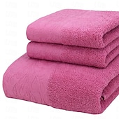 abordables Ensembles de serviettes-Ensemble de serviettes 100% coton 3 pièces à séchage rapide, extra absorbantes et super douces, 1 mouchoir, 1 serviette de sport, 1 serviette de bain