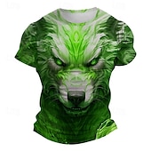 billige T-skjorter med dyreprint-Herre Grafisk Ulv T skjorte Kortermet T skjorte 3D-utskrift Crew-hals Skjorte Subkultur Sport &amp; Utendørs Ferie Ut på byen Lyseblå Rød Blå Vår sommer Klær S M L XL 2XL 3XL