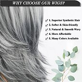abordables peluca vieja-Pelucas de sal y pimienta para mujer, color gris plateado ombre, peluca en capas bob con flequillo de cortina, cortes de pelo cortos de duendecillo para mujeres mayores, pelucas bob sintéticas de