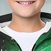 billige Guttens 3D Sporter &amp; Spill-Gutt 3D Fotball Hattetrøje Jakke Ytterklær Langermet Høst Vinter Aktiv Gatemote Kul Barn 3-12 år Glidelås Gate Daglig Normal